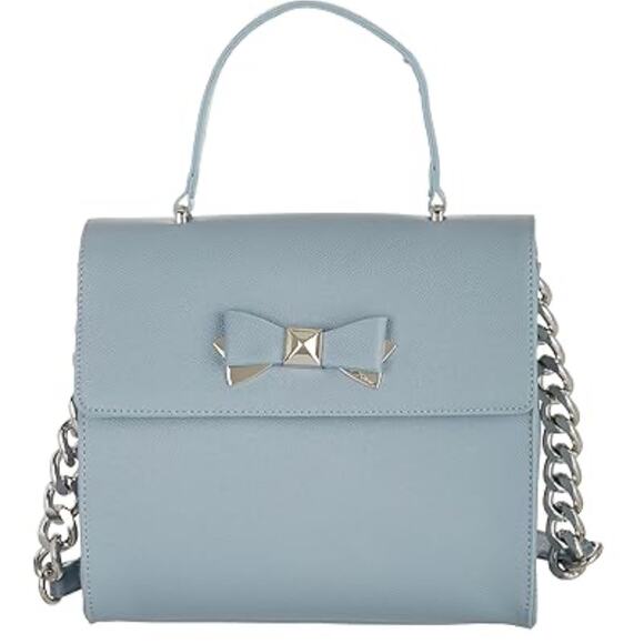 New! Betsey Johnson Devin satchel/ crossbody purse Purse w/ Chain Strap in Blue - Picture 1 of 6
